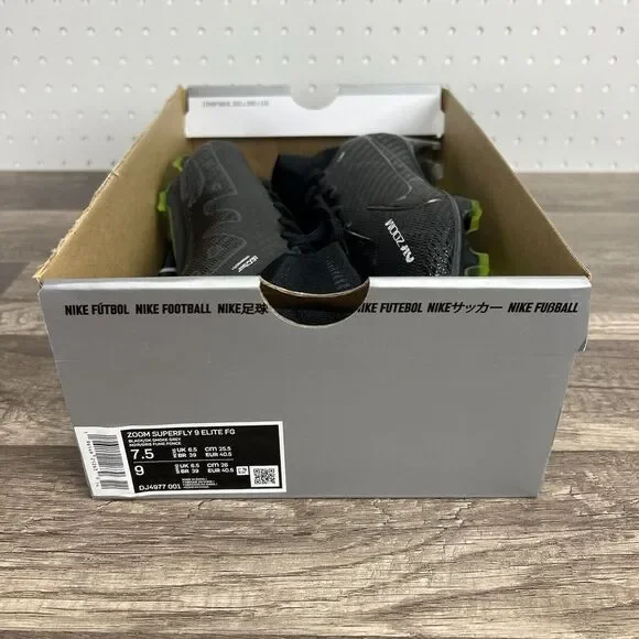 Nike Zoom Superfly 9 Elite FG Black Volt Soccer Cleats DJ4977 Men 7.5 / Womens 9